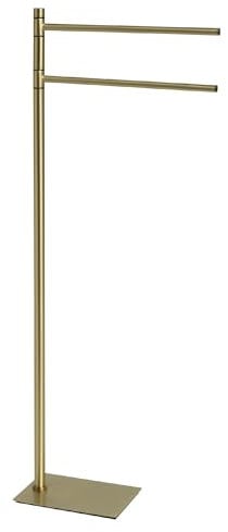 GEDY | Piantana Portasalviette Seul in Acciaio Inox e Cromall, Porta Asciugamani Bagno da Terra, Oro, 83,5x14x34cm.