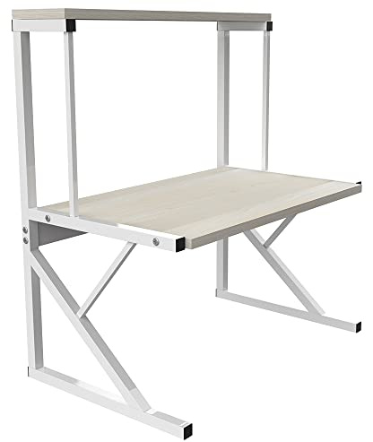 OHMG Mensola da cucina su gambe per forno a microonde, ripiano in metallo in legno e acciaio, con 3 ripiani 65 x 54 x 30 cm