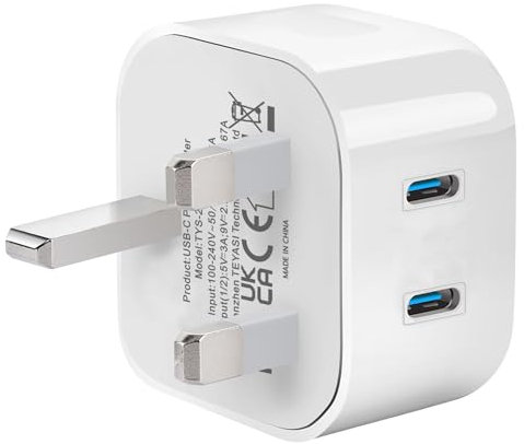 USB C Plug,20W Apple iPhone Fast Charger Plug UK for iPhone 16/15/15 Pro/15 Pro Max/14/14 Pro/13/13 Pro/12/12 Pro/11/ipad,Type C Plug Fast Charging for Apple Watch Dual Port USBC Wall Plug