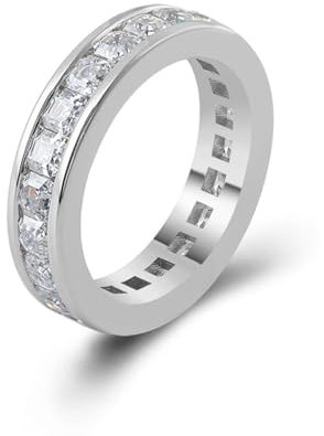 Diamant Ring Platin, Eheringe Partnerringe mit 2x2mm Quadrat Moissanit Weiß Gold Ringe Größe 54 (17.2)-67 (21.3)