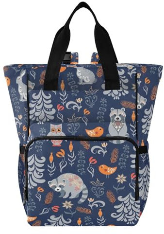 MCHIVER Wickeltasche mit Eulen-Motiv, großes Fassungsvermögen, mit isolierten Taschen, Mutterschaftstasche für Babys, Mädchen, Jungen, Herbstwald-Eulen