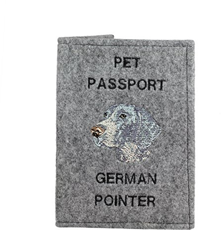 Art-Dog Hundepasshülle - Handgefertigte Filzhülle mit gesticktem Muster - Tierärztliche Reisepasshülle für Hunde - 17x12,5cm - German Shorthaired Pointer