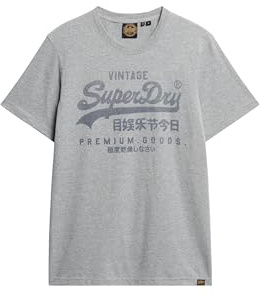 Superdry Herren Klassisches Heritage T-Shirt Aschgrau Meliert XL