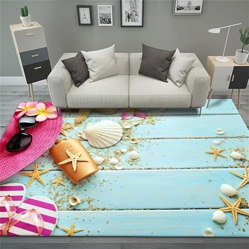 RUGMRZ Tapis Fille Meuble Cuisine Motif de Coquille Tapis de Chambre décoratif Accessoires de Chambre d'enfants Isolation phonique Décoration Salon Moderne Tapis 130X190CM