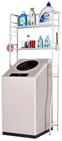 PRUJOY Cadres de Rangement pour Lave-Linge, pour Toilettes, étagère Tour, étagère à Linge en Fer forgé, Finition à Double Pont pour Sol de Toilette