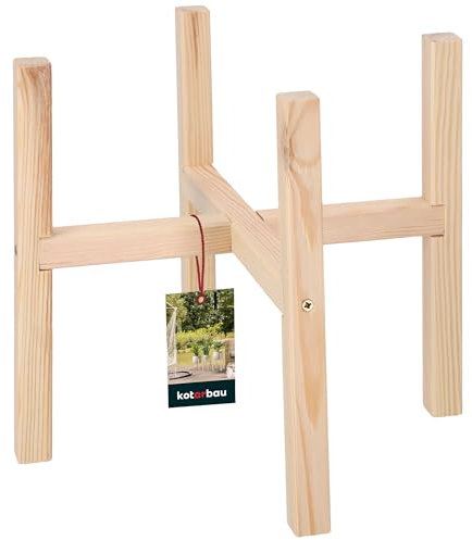 KOTARBAU® Support pour pot de fleurs en croix 34x34x30cm Bois naturel Support Plantes Interieur en Bois