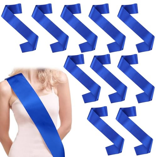 10 Stück Schärpe Blau Schärpe Bedrucken Selbst Beschriften DIY Schärpe Blau Bedrucken Leere Schärpen Individuelle Satin Für Party-Dekorationen, Geburtstag, Hochzeit, Brautparty, Geburtstagsfeier