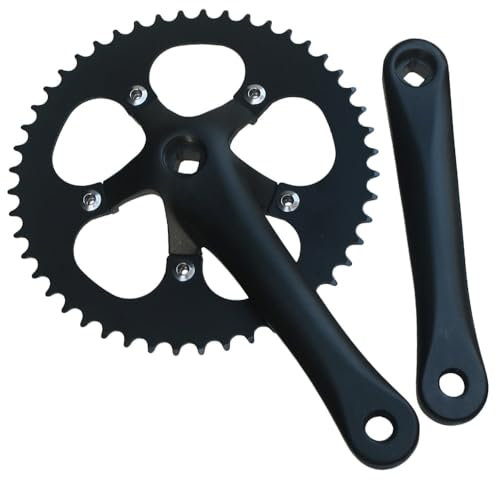 Vierkantkegel-Kurbelgarnitur, 170 mm, 110 BCD, Rennrad-Kurbelarm-Set mit 44 Zähnen, 46 Zähnen, 48 Zähnen, Kettenblatt-Set, Kurbel aus Aluminiumlegierung und Stahlkettenblatt (schwarz, 48 Zähne)