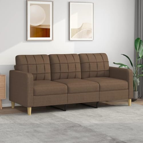 Willood 3-Sitzer-Sofa Couch für Wohnzimmer, Polstersofa mit Metallgestell, Loungesofa Zweisitzer Wohnzimmersofa Wohnzimmermöbel Braun 180 cm Stoff