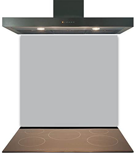 Grey Tempered Glass Splashback for Kitchen, Toughened Glass Heat Resistant Splashbacks for Cooker (100 x 100cm With Holes/Screws)