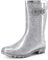 DREAM PAIRS Stivali di Gomma da Donna Scarpe da Pioggia Alti di Moda per Uso Esterno,Size 38,Argento,DWEMRB2507