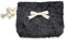 1 Pièces Monnaie en Toile Petit, à nœud en Dentelle, Pochette en Toile Rangement, Mignon Petit Bourse avec Fermeture Eclair (Noir)