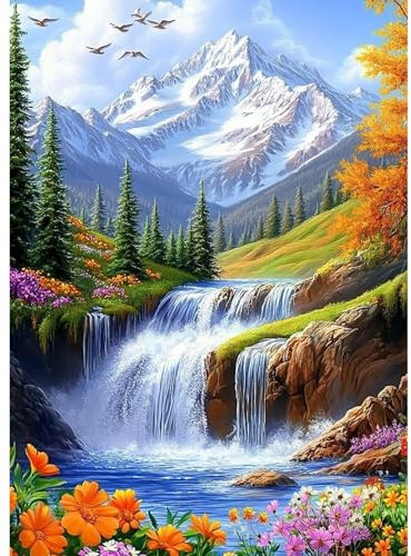 CEOVR Diamond Painting Bilder Erwachsene,5D DIY Diamond Painting Kits,Diamond-painting Set für Dekoration,30x40 cm (vert blanc jaune)