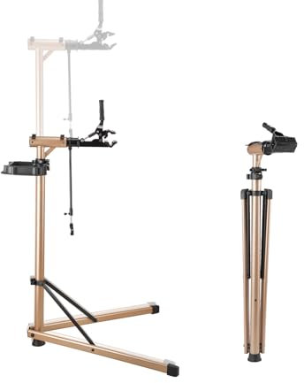 VEVOR Pied d'atelier vélo pliable, hauteur réglable de 1025-1510 mm, support de réparation de vélo robuste, charge 49,9 kg, stand de bicyclettes avec grand plateau à outils, pour VTT et vélos de route