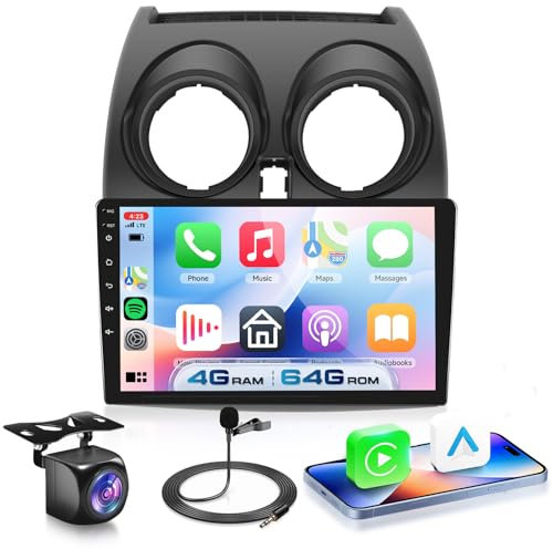 [4G+64G]Car Radio Stereo for Nissan Qashqai 2006-2016 Android with Wireless CarPlay Android Auto,9 inch IPS Touchscreen Car Stereo Bluetooth5.0,GPS,WiFi,SWC,59UI,32EQ AI DSP+HD Backup Camera