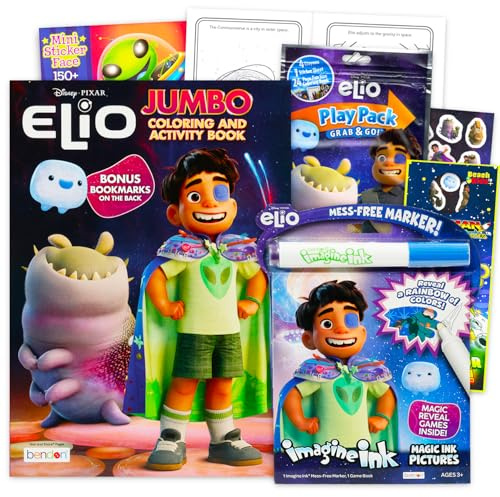 Disney Elio Ultimatives Mal- und Aktivitätsbuch-Set – Bündel für Kinder mit Malvorlagen, schmutzfreies Ausmalen, Aufklebern und mehr, Disney Elio Malbücher 4–8, 3–5, 8–12