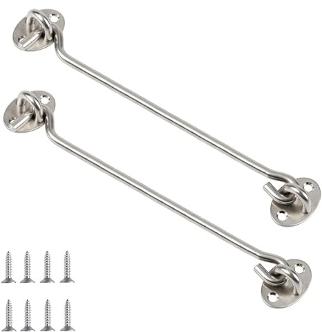 Zydiwo 2 Stück Sturmhaken mit Öse Edelstahl Scheunentürschloss Schloss Haken mit Schrauben für Scheunentür Fenster Tor Kabine (Silber, 300mm)