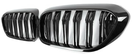 Sport Kühlergrill Black Edition – Kompatibel mit BMW 5er G30 G31 Pre-LCI & M5 F90 – Doppelsteg Grill – Hochglanz Schwarz – 1:1 Austausch – ABS – Zubehör Frontgrill – Auto Tuning