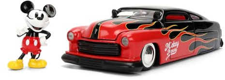 Jada Toys Auto Mercury Coupé 1951 (19 cm) with Mickey Mouse Figure (7 cm) - Model Car with Parts to Open, Disney Metal Toy Set for Fans and Collectors from 8 Years