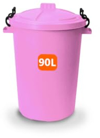 ORGANIZED 90L Heavy Duty Plastic Bin with Clip Lock Lid for Durable Storage and Waste Bin for Garden Animal Feed and Recycling Food Grade Weather Resistant Container - Pink