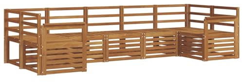 vidaXL Sofagarnituren 7 pcs Natur Massivholz Akazie, Akazienholz Gartenmöbel-Set, modernes Sofa, Coole Lounge, modulare Sitze, Pooldeck-Style