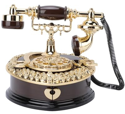 Xiuganpo Caja de Música Clásica, Bonito Teléfono Vintage Estético para Decoración del Hogar y Ocasiones Especiales, Regalo para Amigos (Teléfono marrón en Forma de corazón)
