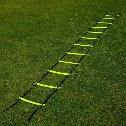FORZA Scala per Migliorare velocità e Agilità | Scala Allenamento Sessioni Calcio | Disponibile nelle Misure 3m o 6m | Colore Giallo Florescente (6m,12 Pioli)