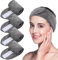 VIVOTE Mikrofaser Kosmetik Stirnband, Frottee verstellbare Haarschutzband mit Klettverschluss, Spa Haarband, Haarschutzband bei Make Up, Sport, Dusche, Yoga, waschbar 4pcs Grau