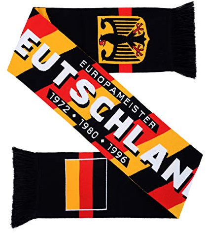 Euroscarves Deutschland Fußball HD Strickschal, Weiß, Schwarz, Rot, Gelb, fits all