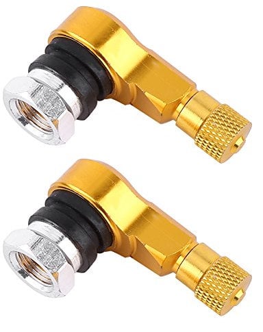 Tire Valve Stem, 2Pcs 11.3mm Universal 90 Degree Motorcycle Valve Stem 90° Motorbike Tyre Valve Extender Tyre Valve Adapter for Car Motorcycle Bike Scooter (Golden)