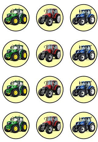 Muffinaufleger Cupcakes Muffins Zuckerpapier Kindergeburtstag Fahrzeuge Traktor Trecker FZ01