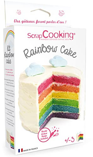 ScrapCooking - Kit Rainbow Cake - Set Gâteau Arc-en-Ciel avec Levures Colorantes Rouge, Jaune, Bleu, Vert & Recette - Pâtisserie Dessert Décoration Anniversaire - Cake Design - 3969