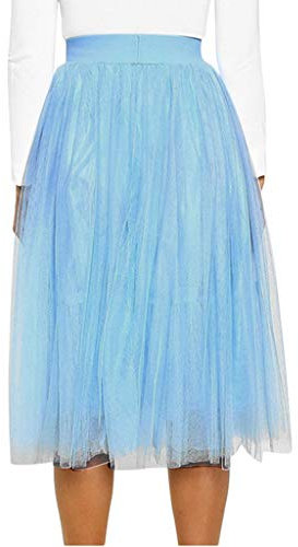 Xmiral Damen T黮lr鯿ke Elastische Taille Einfarbig Tutu Rock Party Petticoat(Blau,XL)