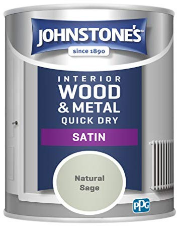 Johnstone's - Wood & Metal Paint - Satin Finish - Natural Sage - 750ml - Water Based - Quick Drying - Radiator Paint - Low Odour - Dry in 1-2 Hours - 8m2 Coverage per Litre