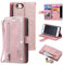 UEEBAI Wallet Case for iPhone 7/8/SE 2022 5G/SE 2020, 9 Card Holder Slots Zipper Pocket Handbag Case PU Leather Magnetic Kickstand Wrist Strap Flip Case for SE3/SE2-Rose Gold