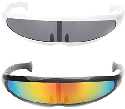 Milageto 2 / Set Neuheit Futuristische Spiegel Sonnenbrille Monoblock Brille