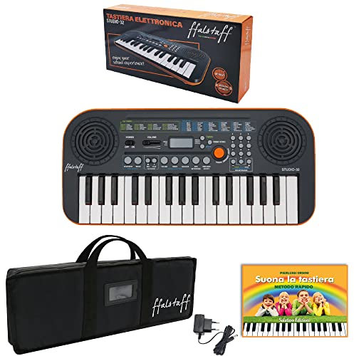 Tastiera Elettronica 32 tasti con borsa imbottita ffalstaff, alimentatore e E-book Suona la Tastiera. Ottimo kit per proteggere il tuo strumento durante il trasporto