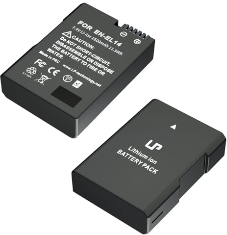 LP EN-EL14 EN-EL14a Akku 1600mAh 2er Pack Ersatzakku für Nikon | Kompatibel mit Nikon D3500 D5600 D3300 D5100 D5500 D3100 D3200 D5200 D5300 D3400 DF Coolpix P7000 P7100 P7700 P7800