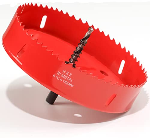 HOME COMPOSER Lochsäge 155mm, M42 Bi-Metall, für Holz, Trockenbau und Metallblech, 1 Stück Rot