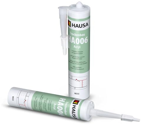 Hausa Maler-Acryl HA006 Universal elastische Acryl-Dichtstoff Weiß für Anwendungen im Innen- und Aussenbereich, überstreichbar, geruchlos, 2 x 310 ml Kartusche
