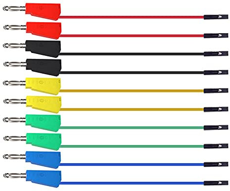 Telituny 10 Stück Stapelbare Bananenstecker, 30cm Weiche Silikon Testleitungen, Breadboard Weibliche Überbrückungsdrähte, Steckbare Messkabel für Elektronik, Labor, Multimeter und Stromversorgung