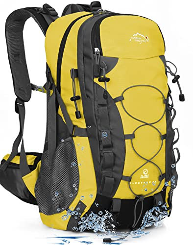 INOXTO Leichter Wanderrucksack, 35 l/40 l, Wandern, Tagesrucksack mit wasserdichtem Regenschutz, für Reisen, Camping, Outdoor, Damen und Herren, 40 l Gelb