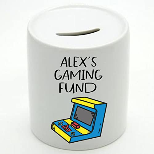 grabmybits Personalised Gaming Fund Money Box - Retro Acade - Add Any Name