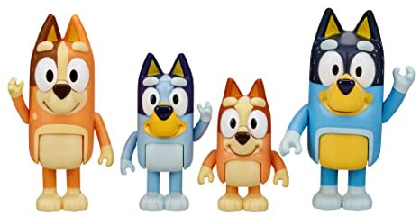 Bluey & Family: Bingo, Bandit and Chilli 4 Figure Pack Articulated Character Figures Age 3+ 2.5 Official Collectible Toy, Multi-colord