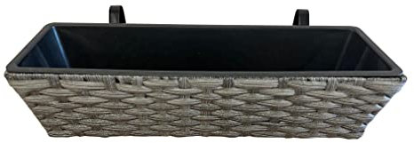 CB Home & Style Pflanzkasten 60 cm Rattan Balkonkasten Blumentopf Balkonkasten (Dunkelgrau)