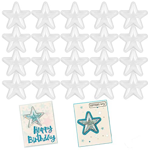 20 Stück transparente Stern-Dimensional-Shaker-Kuppeln, 6,1 cm Durchmesser, Kunststoff, transparent, für Shaker-Karten, selbstklebende Stern-Shaker-Beutel, Kunsthandwerk, Scrapbooking-Zubehör, Shaker