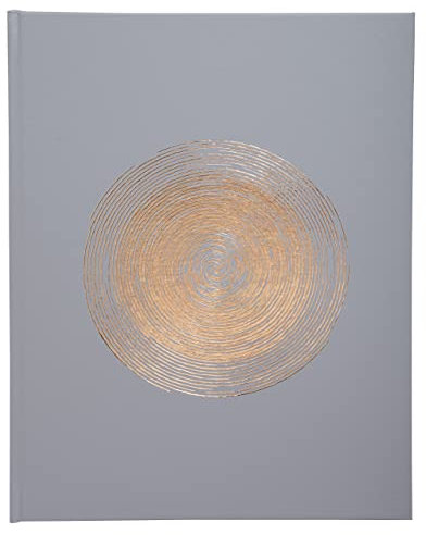 Exacompta - Réf. 47984E -1 Livre d'or classique Ellipse - Format vertical 27x22 cm - En papier simili-cuir avec marquage or rosé - Tranche or - 100 pages blanches unies - Coloris : gris