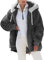 Nsercvb Fleecejacke Damen,Winterjacke Damen Teddy Fleece Mantel Warm Gefüttert Winter Kapuzenpullover Flauschig Plüschjacke Sweatshirt mit Kapuze und Taschen Reißverschluss Winterjacke Oversize, M