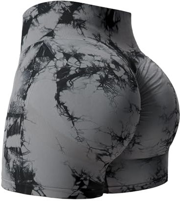 Yiifit Damen Nahtlose Scrunch Lächeln Kontur Yoga Laufen Sport aktiv Übung Fitness-Shorts Schwarz Grau Small