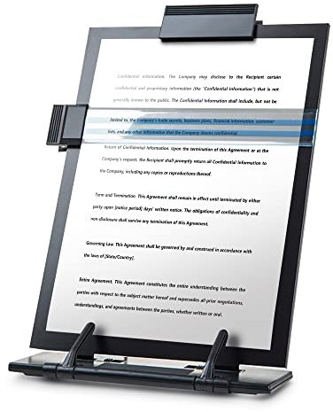 Lihaobm Desktop-Dokumentenhalter mit verstellbarem Clip und hervorgehobenem Text, rechtliche Dokumente, A4-Papier – Schwarz (vertikaler Dokumentenhalter)